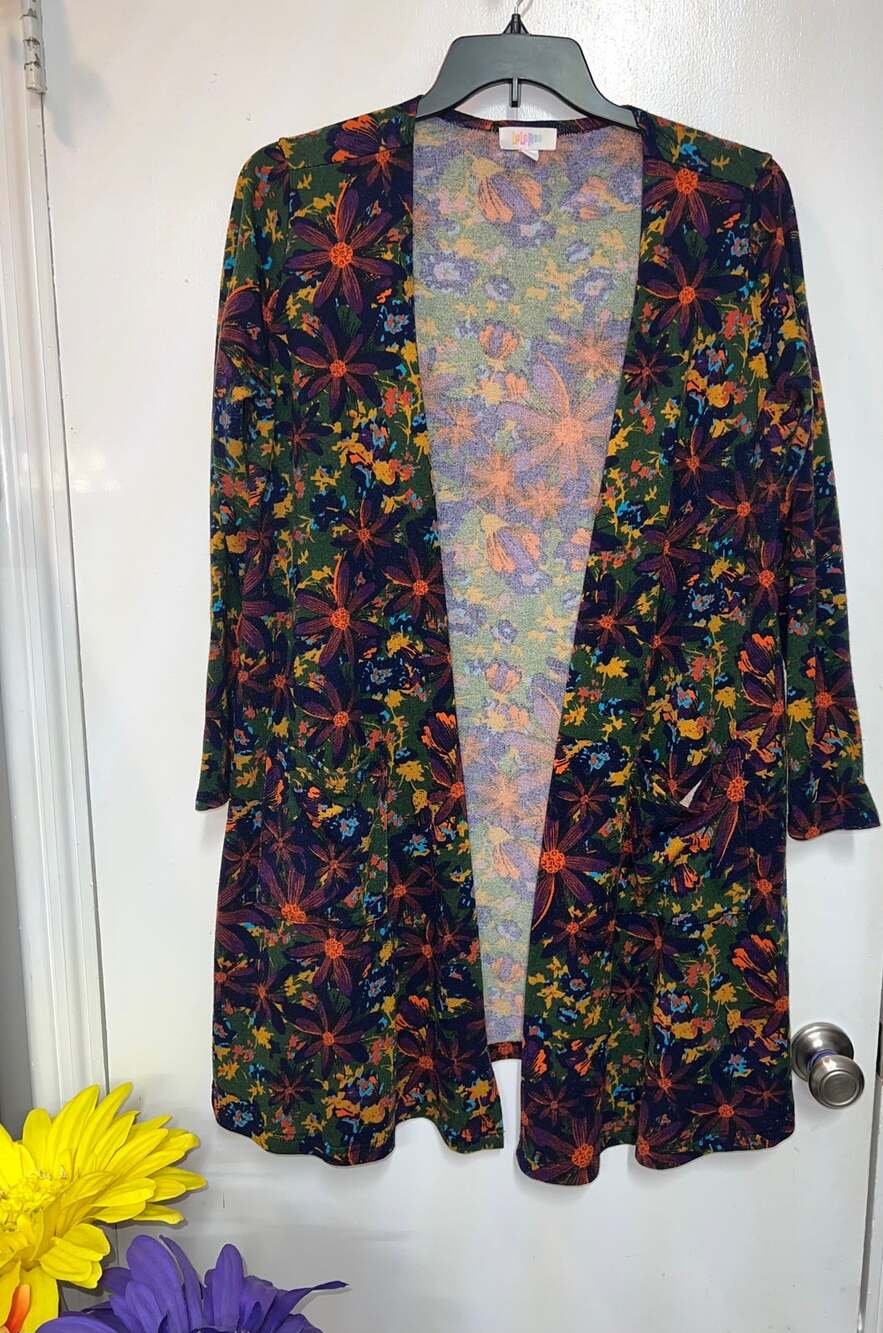 Lularoe Sarah Colorful Floral Cardigan Womens L